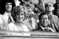 The Prince and Princess of Wales in the Royal Box after opening the Live Aid concert.